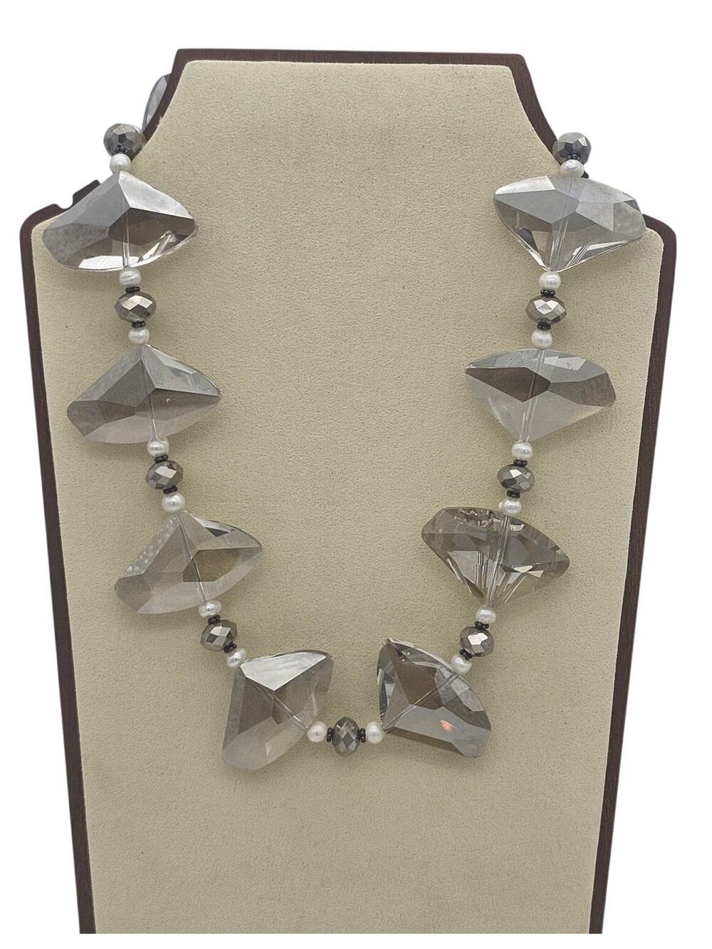 Donna Dressler Sterling Silver 925 Clear Stones Necklace